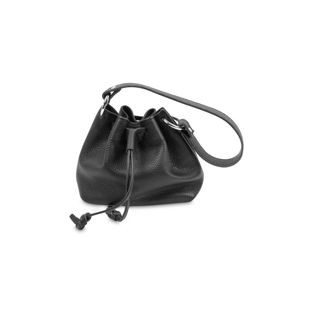 Black Leather Bucket Bag with front pocket #bd1 - Chase & Hide Pty Ltd