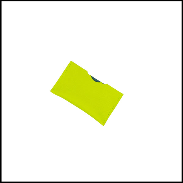 Leather credit card in neon yellow